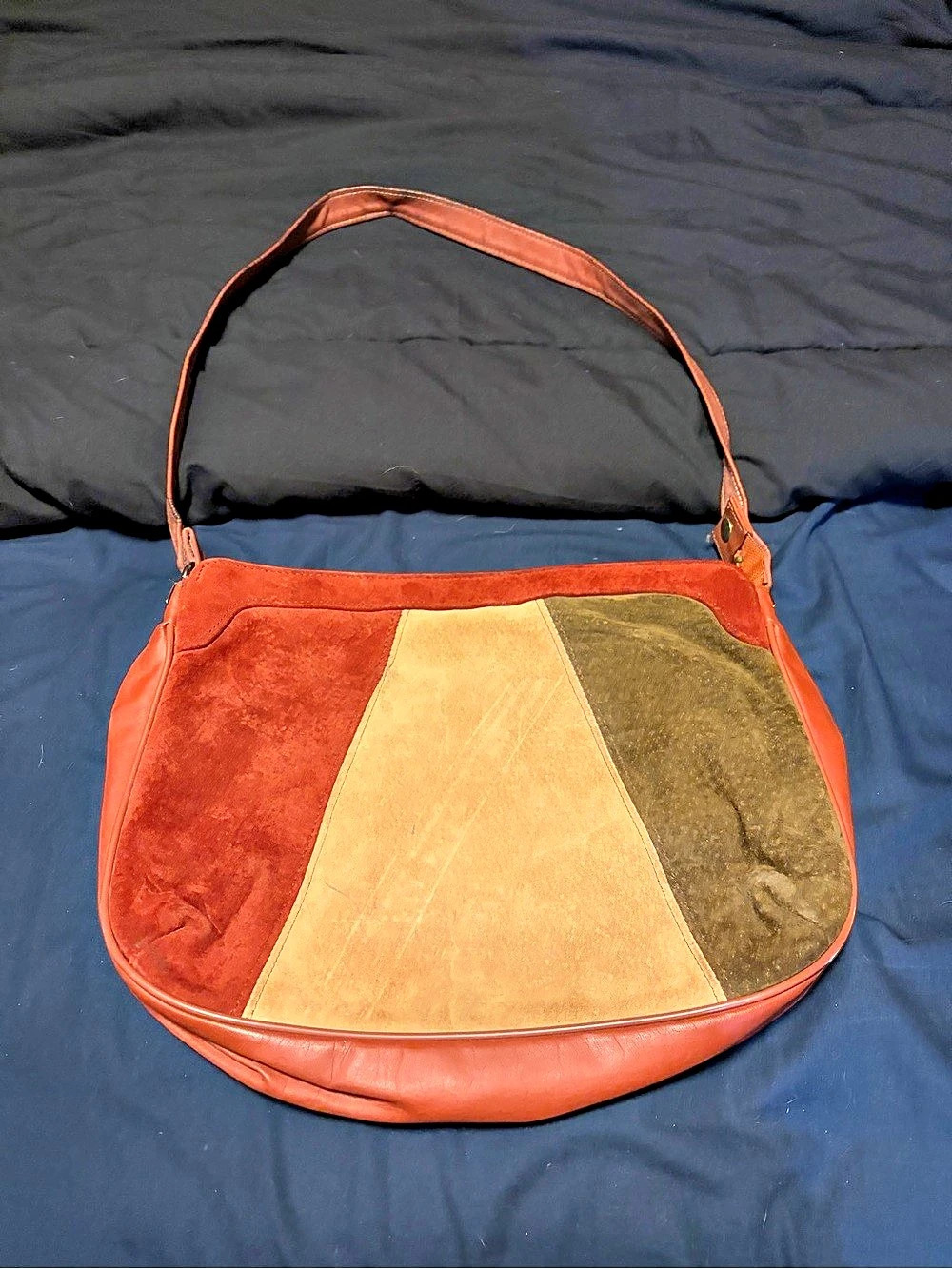Color Block Shoulder Bag in Orange & Brown